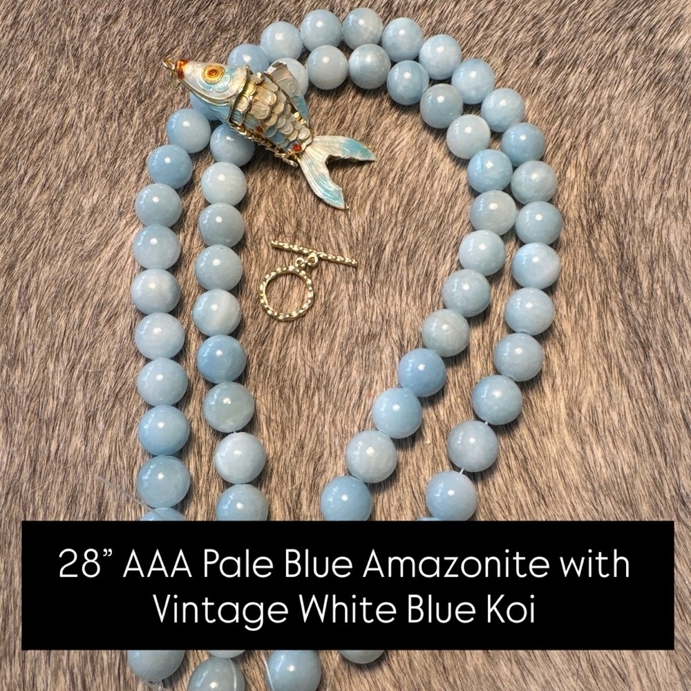 Blue Amazonite Necklace with Koi Pendant